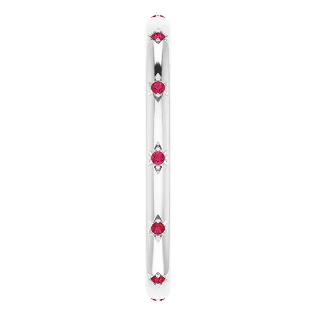 14K Gold Star Setting Ruby Eternity Band