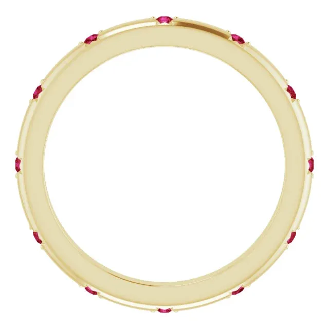 14K Gold Star Setting Ruby Eternity Band