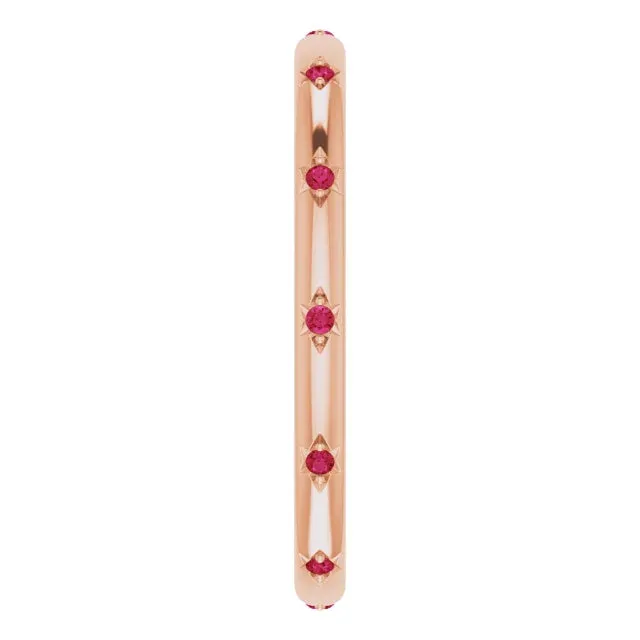 14K Gold Star Setting Ruby Eternity Band
