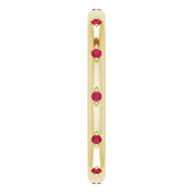 14K Gold Star Setting Ruby Eternity Band
