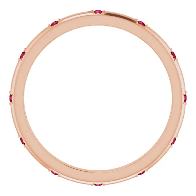 14K Gold Star Setting Ruby Eternity Band
