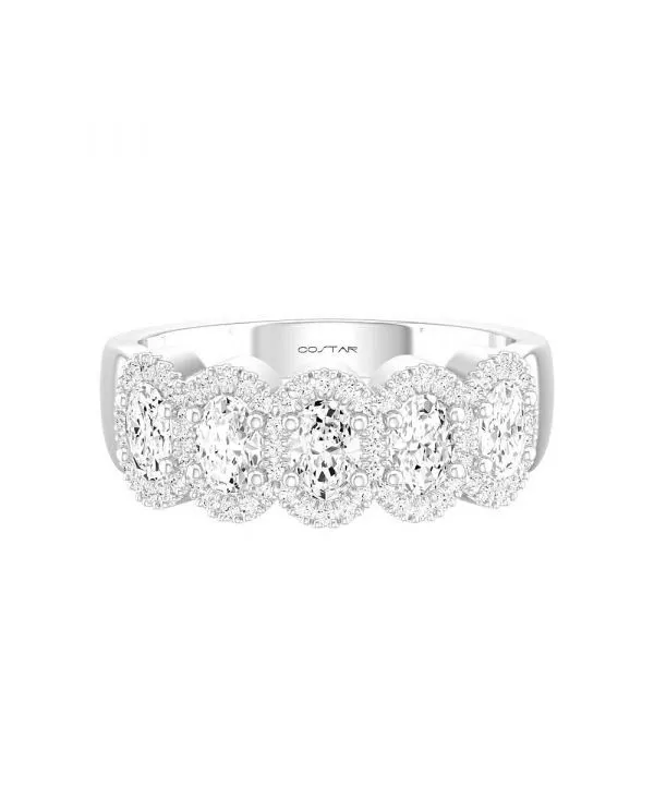 14K W Gold 1.75cttw 5 Oval Diamond Band