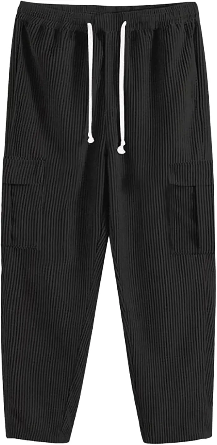 2023 Cargo Pants for Men, Mens Corduroy Trousers Stylish Casual Joggers Athletic Pant Loose Straight Sweatpants with Pockets