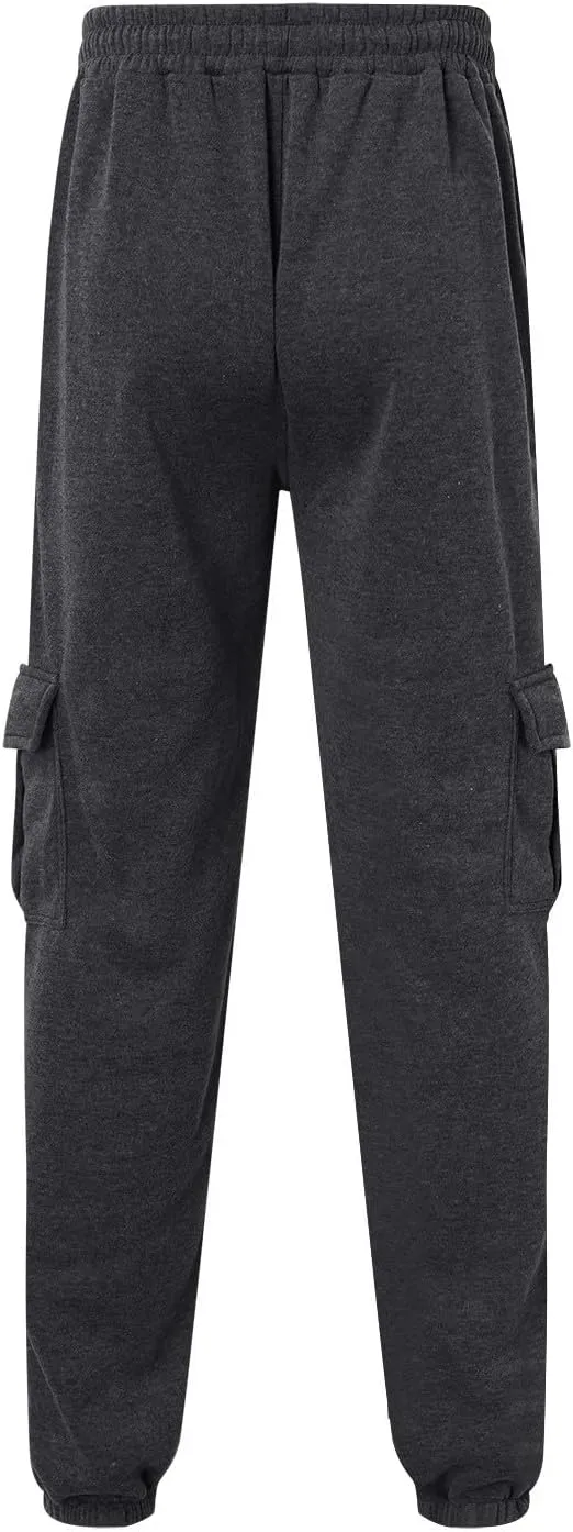 2023 Men's Cargo Sweatpant Multi Pockets Stylish Plus Size Sport Trousers Mens Basic Jogger Sweatpants Lightweight Pant