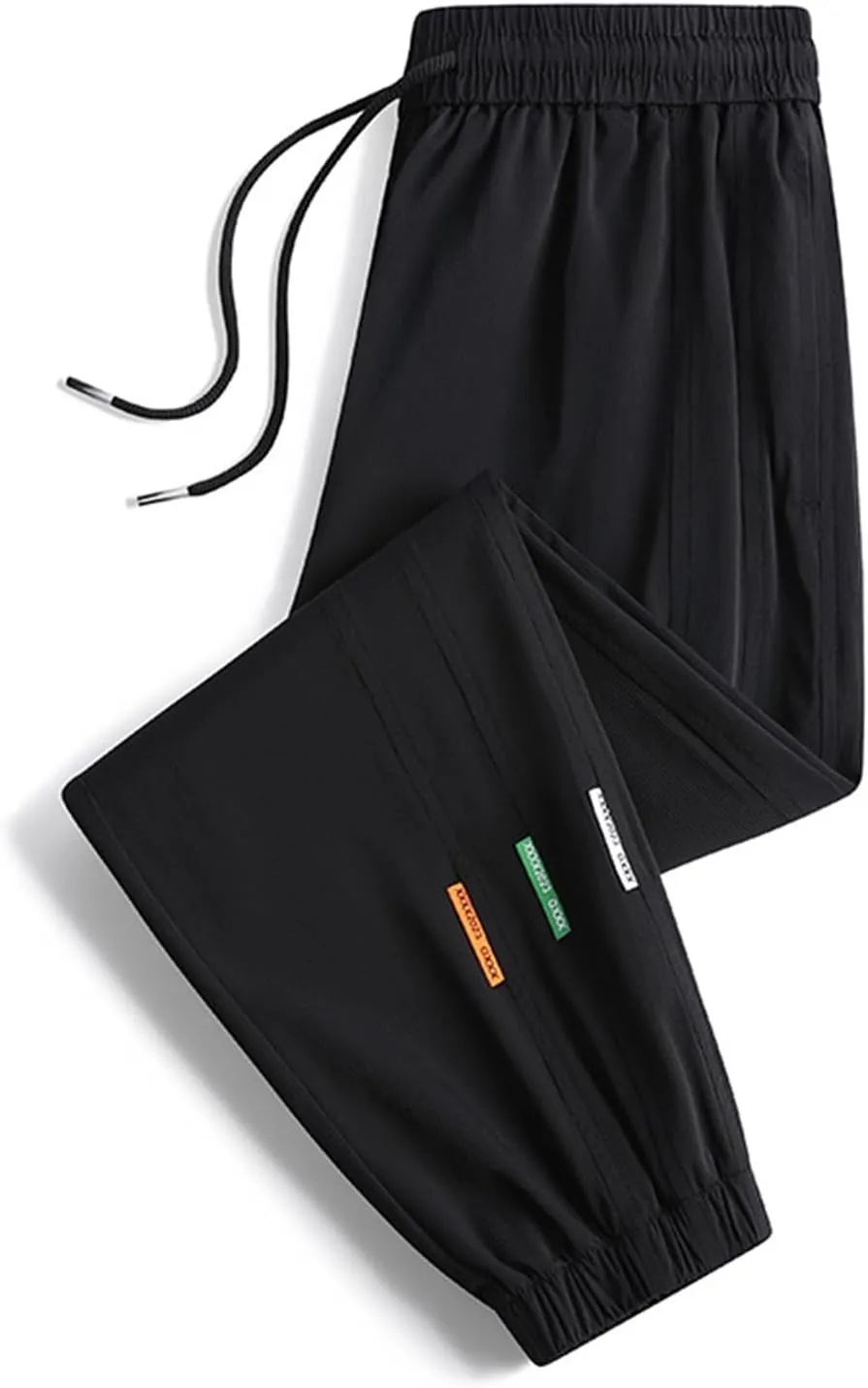 2023 Mens Lightweight Sweatpants Loose Athletic Workout Joggers Stylish Elastic Waist Drawstring Trousers Plus Size Bottoms