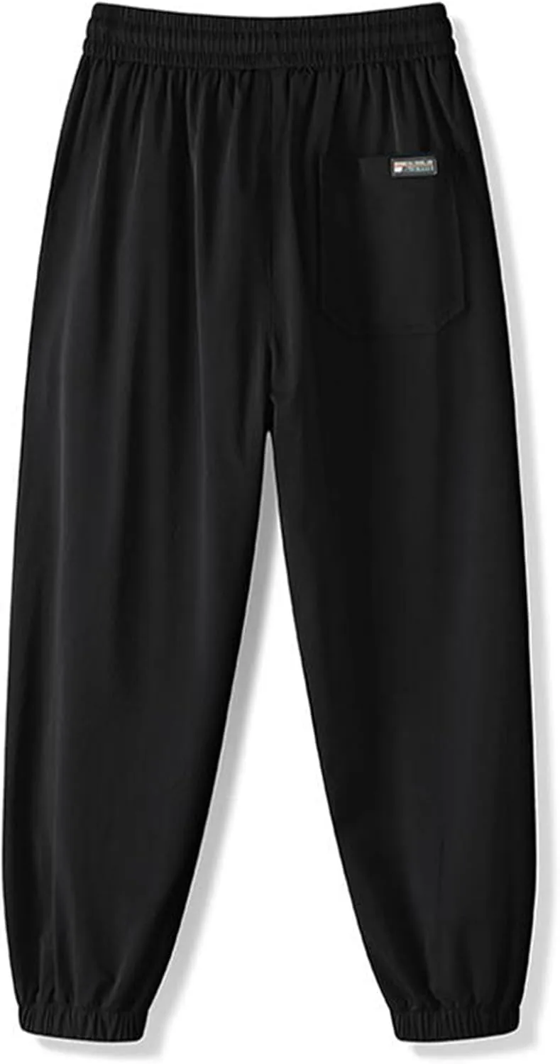 2023 Mens Lightweight Sweatpants Loose Athletic Workout Joggers Stylish Elastic Waist Drawstring Trousers Plus Size Bottoms