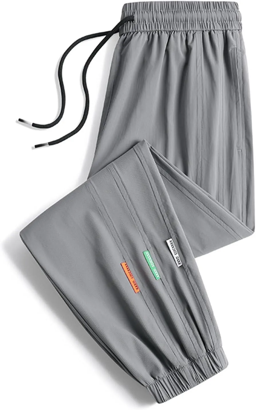 2023 Mens Lightweight Sweatpants Loose Athletic Workout Joggers Stylish Elastic Waist Drawstring Trousers Plus Size Bottoms
