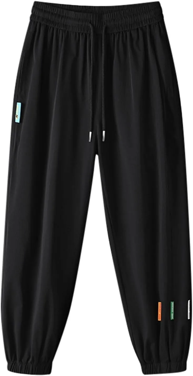 2023 Mens Lightweight Sweatpants Loose Athletic Workout Joggers Stylish Elastic Waist Drawstring Trousers Plus Size Bottoms