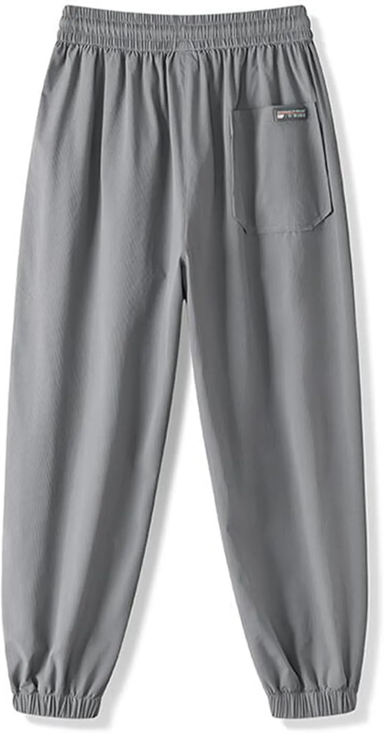 2023 Mens Lightweight Sweatpants Loose Athletic Workout Joggers Stylish Elastic Waist Drawstring Trousers Plus Size Bottoms
