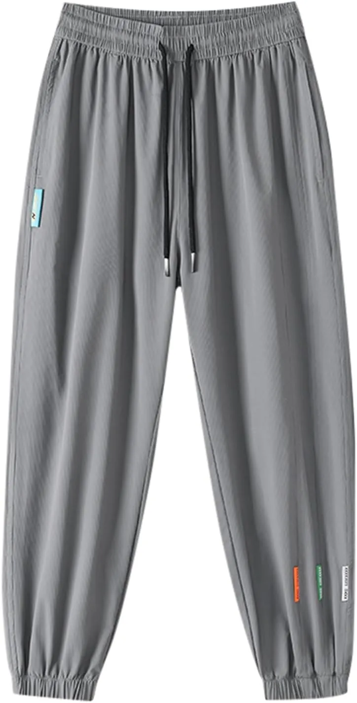 2023 Mens Lightweight Sweatpants Loose Athletic Workout Joggers Stylish Elastic Waist Drawstring Trousers Plus Size Bottoms