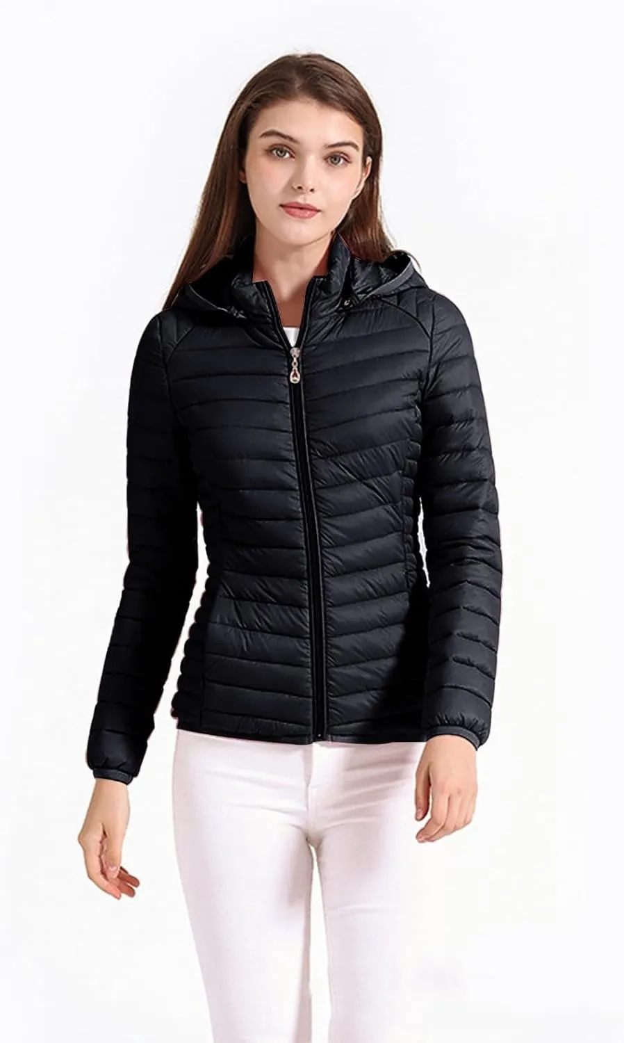 2023 Womens Puffer Jacket Lightweight Packable Down Jacket with Removable Hoodie Soft Warm Petite Coat Winter Outerwear