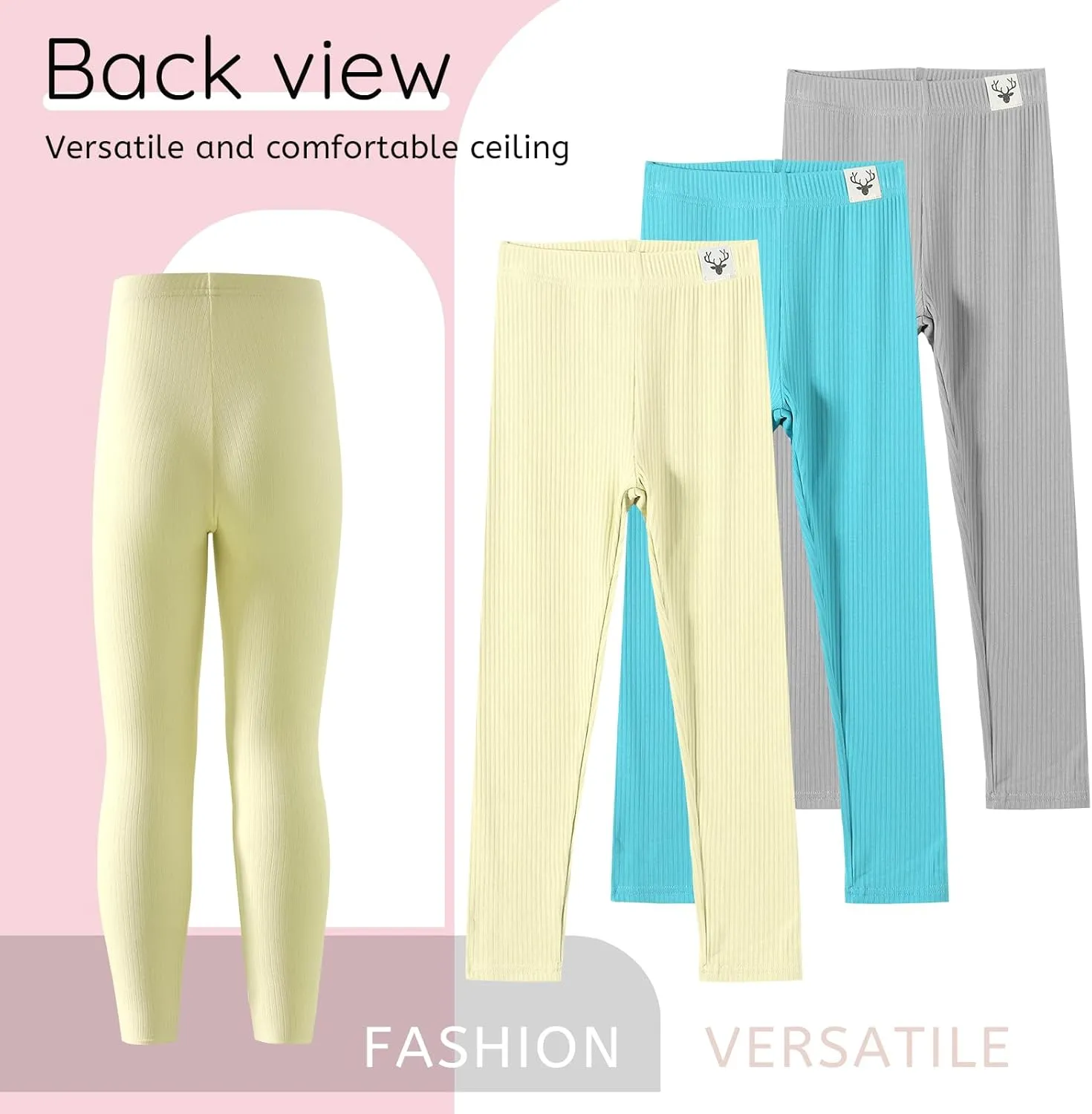 6 Pack Girls Leggings Multipack Girls Soft Comfortable Pants Kids Basic Full Length Stretchy Pants