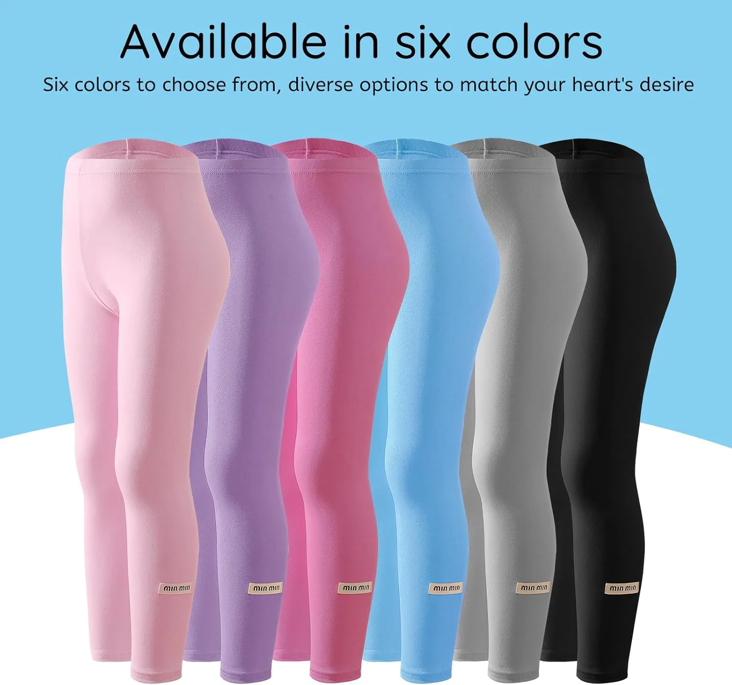 6 Pack Girls Leggings Multipack Girls Soft Comfortable Pants Kids Basic Full Length Stretchy Pants