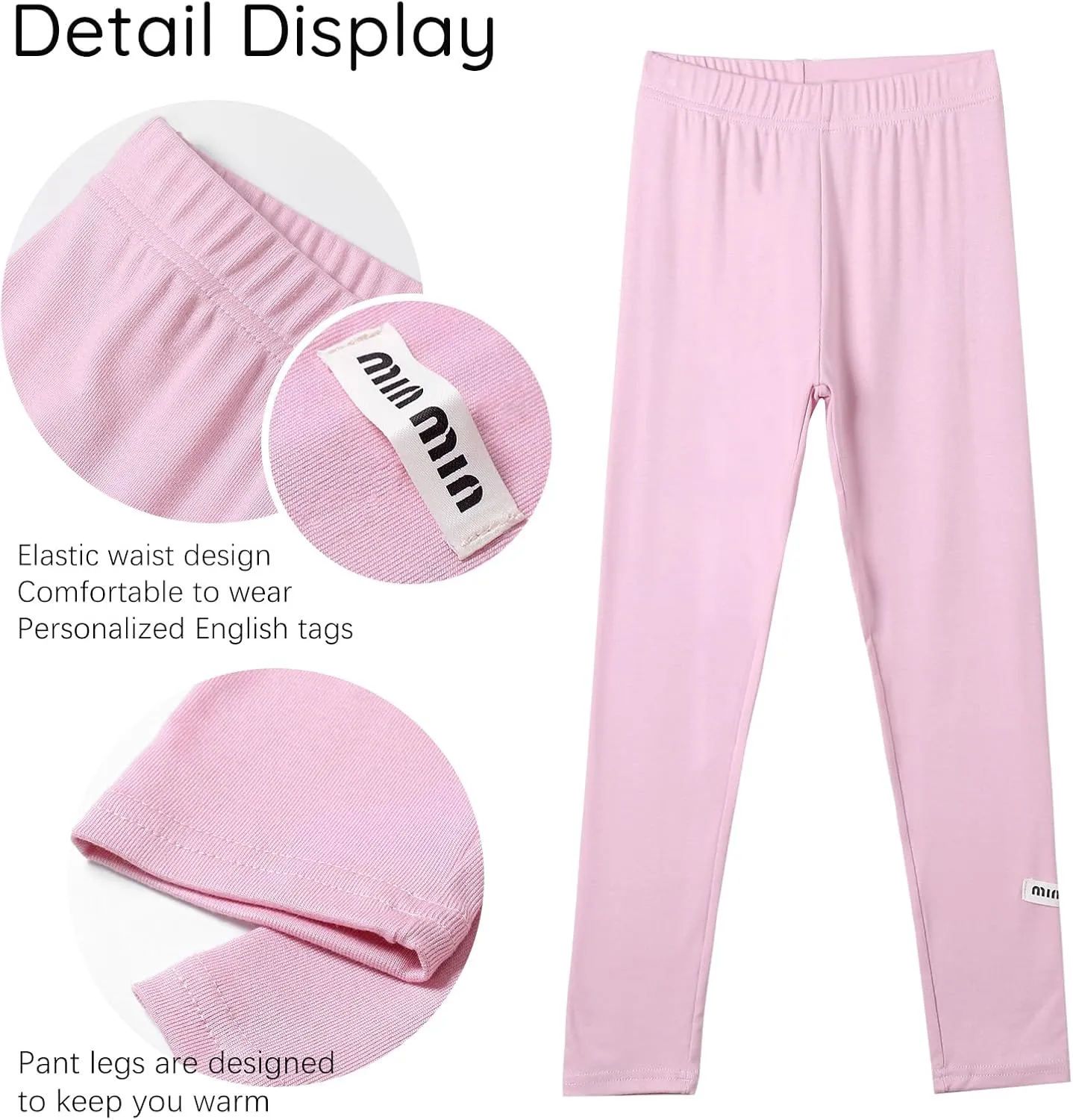 6 Pack Girls Leggings Multipack Girls Soft Comfortable Pants Kids Basic Full Length Stretchy Pants