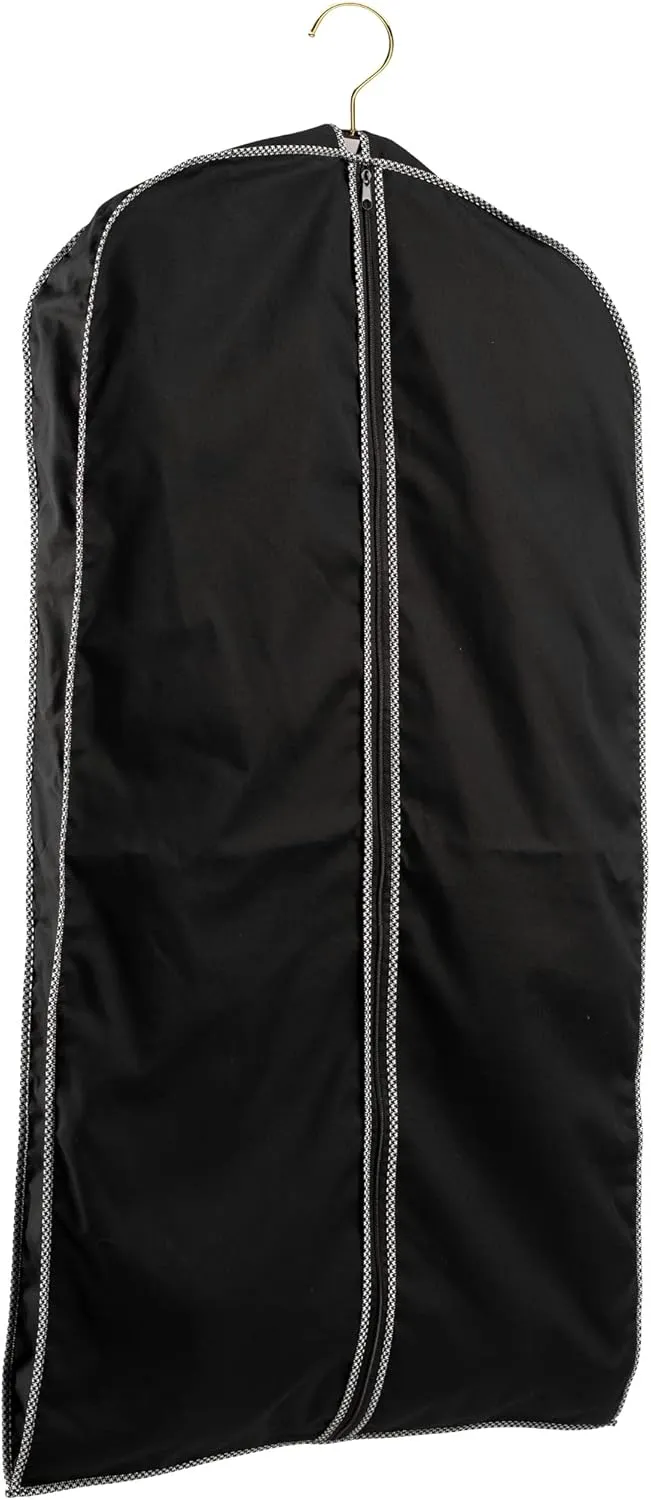 60" Luxury Fur Coat Cotton Blend Cloth Garment Bags for Travel & Hanging Clothes (Black-Houndstooth Trim) - Suit Covers Garment Bag for Men & Women Dress Bag - Closet Storage Suit Bag, Coat Storage