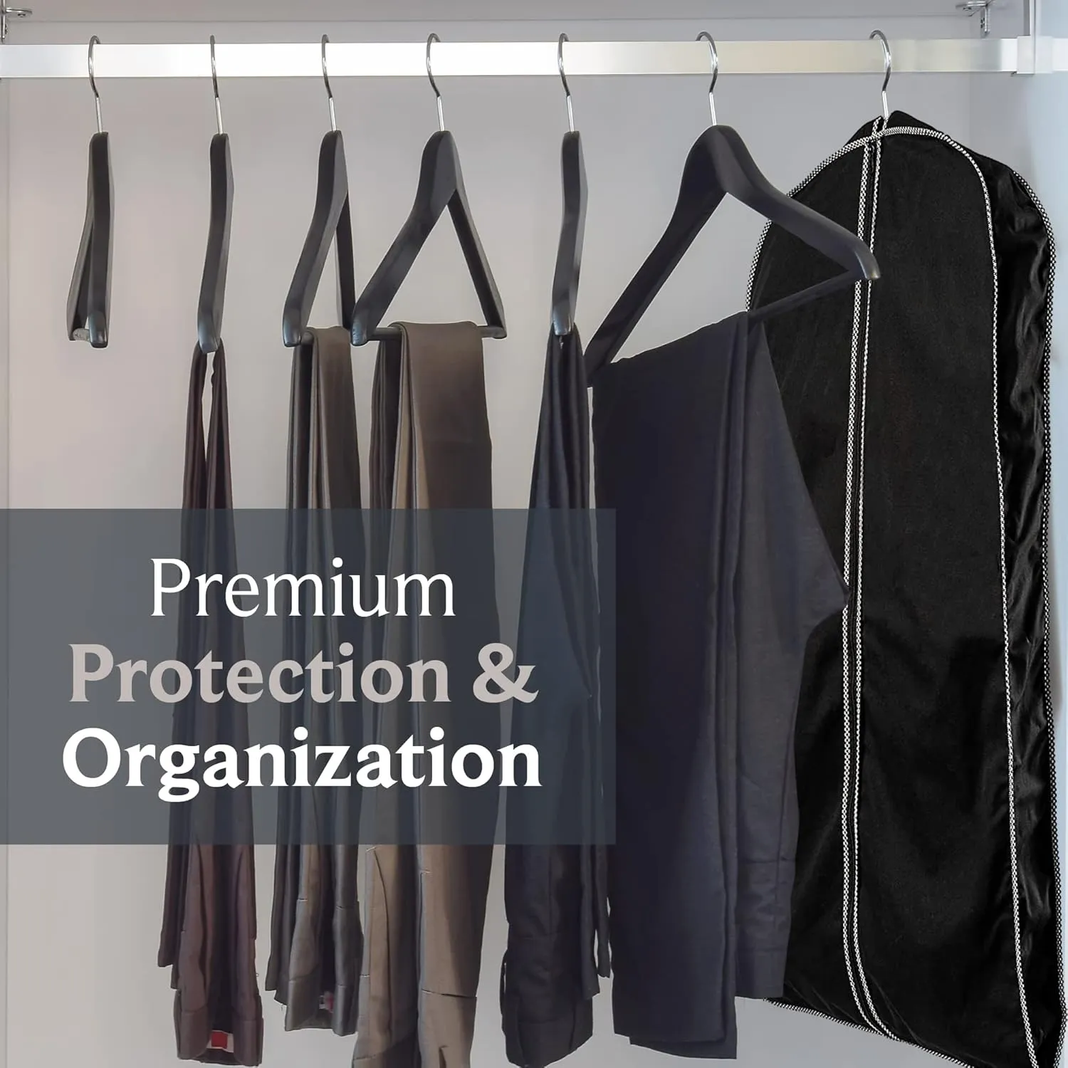 60" Luxury Fur Coat Cotton Blend Cloth Garment Bags for Travel & Hanging Clothes (Black-Houndstooth Trim) - Suit Covers Garment Bag for Men & Women Dress Bag - Closet Storage Suit Bag, Coat Storage