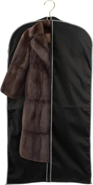 60" Luxury Fur Coat Cotton Blend Cloth Garment Bags for Travel & Hanging Clothes (Black-Houndstooth Trim) - Suit Covers Garment Bag for Men & Women Dress Bag - Closet Storage Suit Bag, Coat Storage
