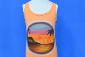 80s Airbrushed Sunset Palm Trees Tank t-shirt Youth Small