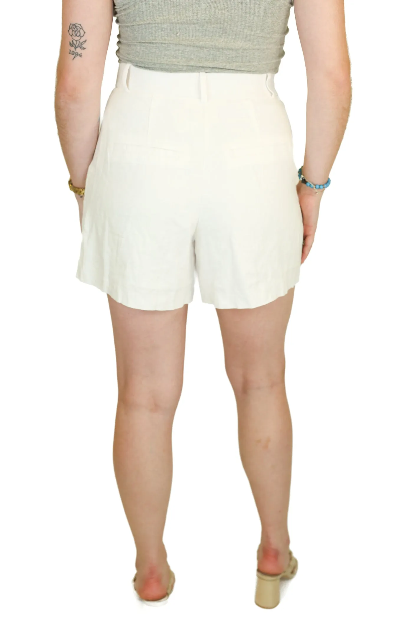 Abercrombie White Linen High Rise Shorts NWT (27; retail $55)