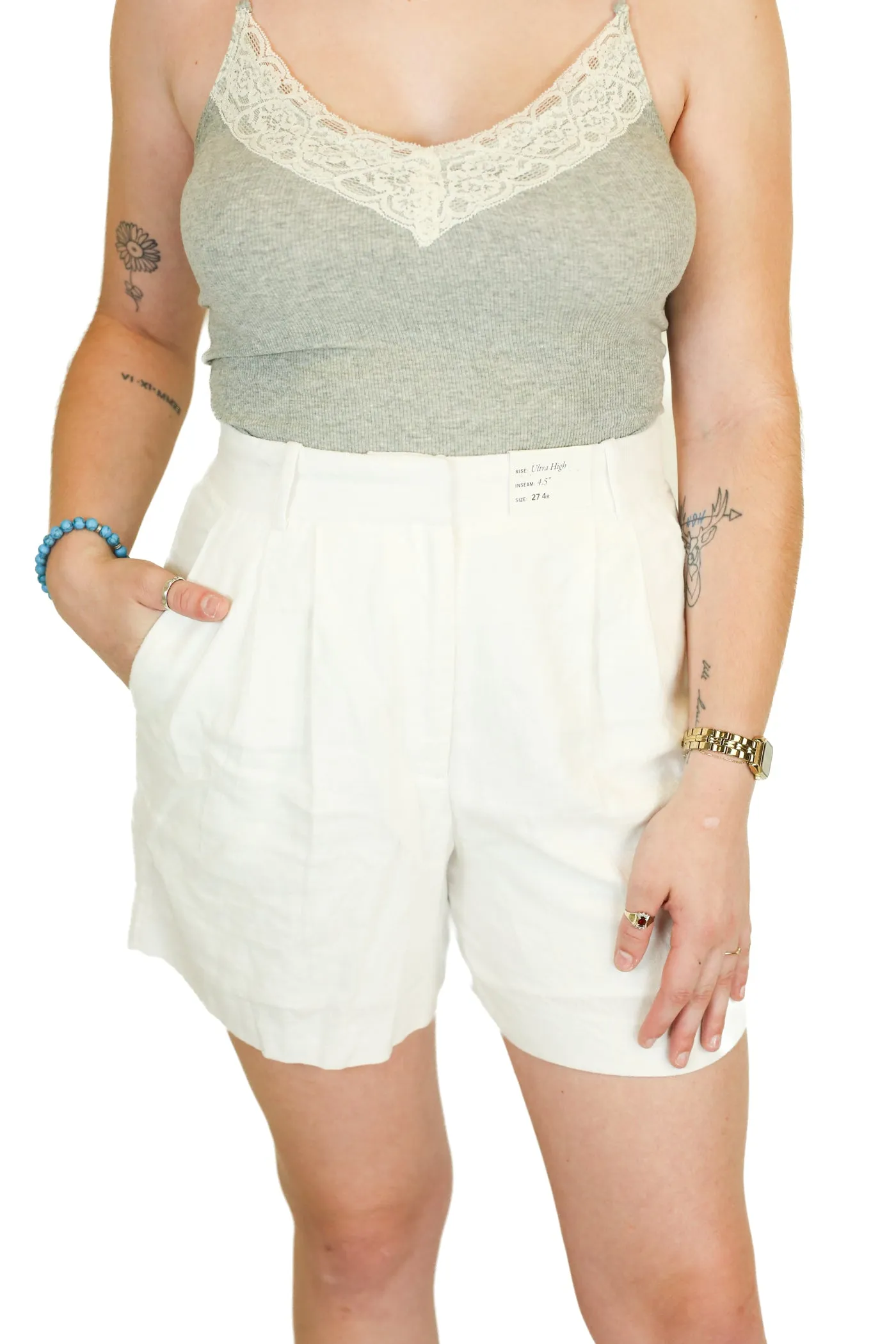 Abercrombie White Linen High Rise Shorts NWT (27; retail $55)