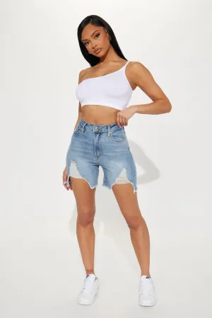 Acapulco Stretch Denim Cut Off Shorts - Light Wash
