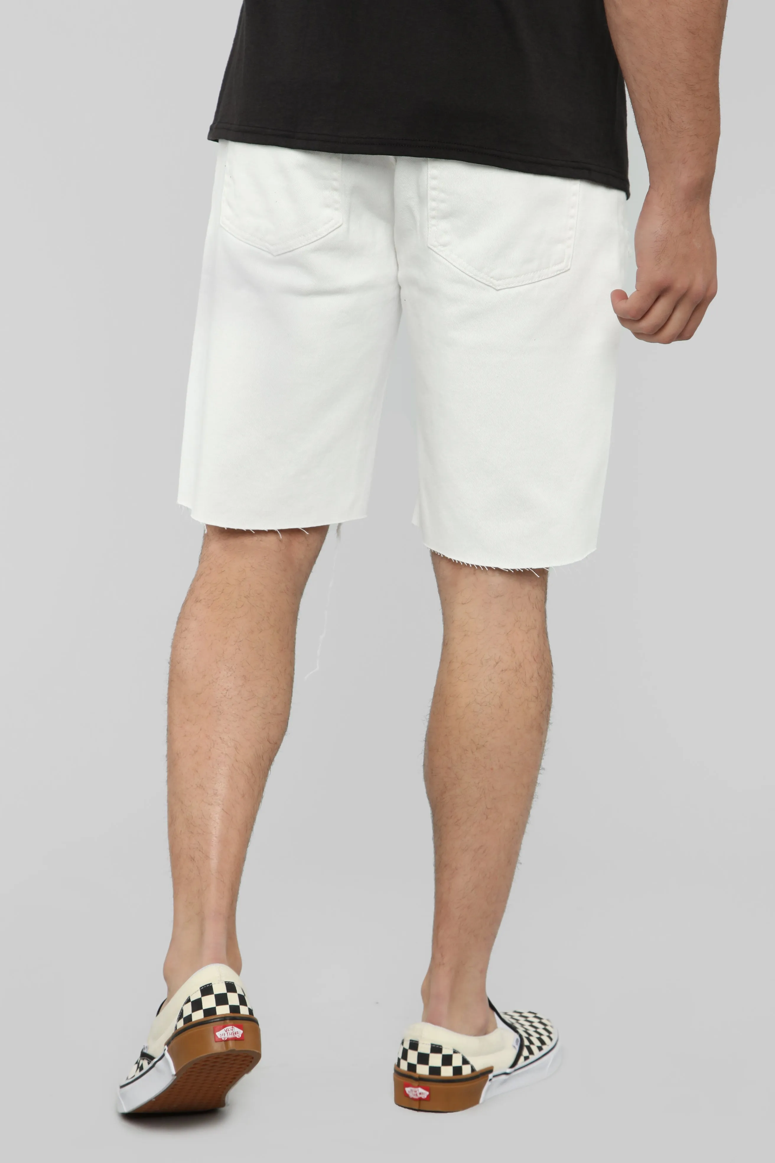 Ace Distressed Cut Off Denim Shorts - White
