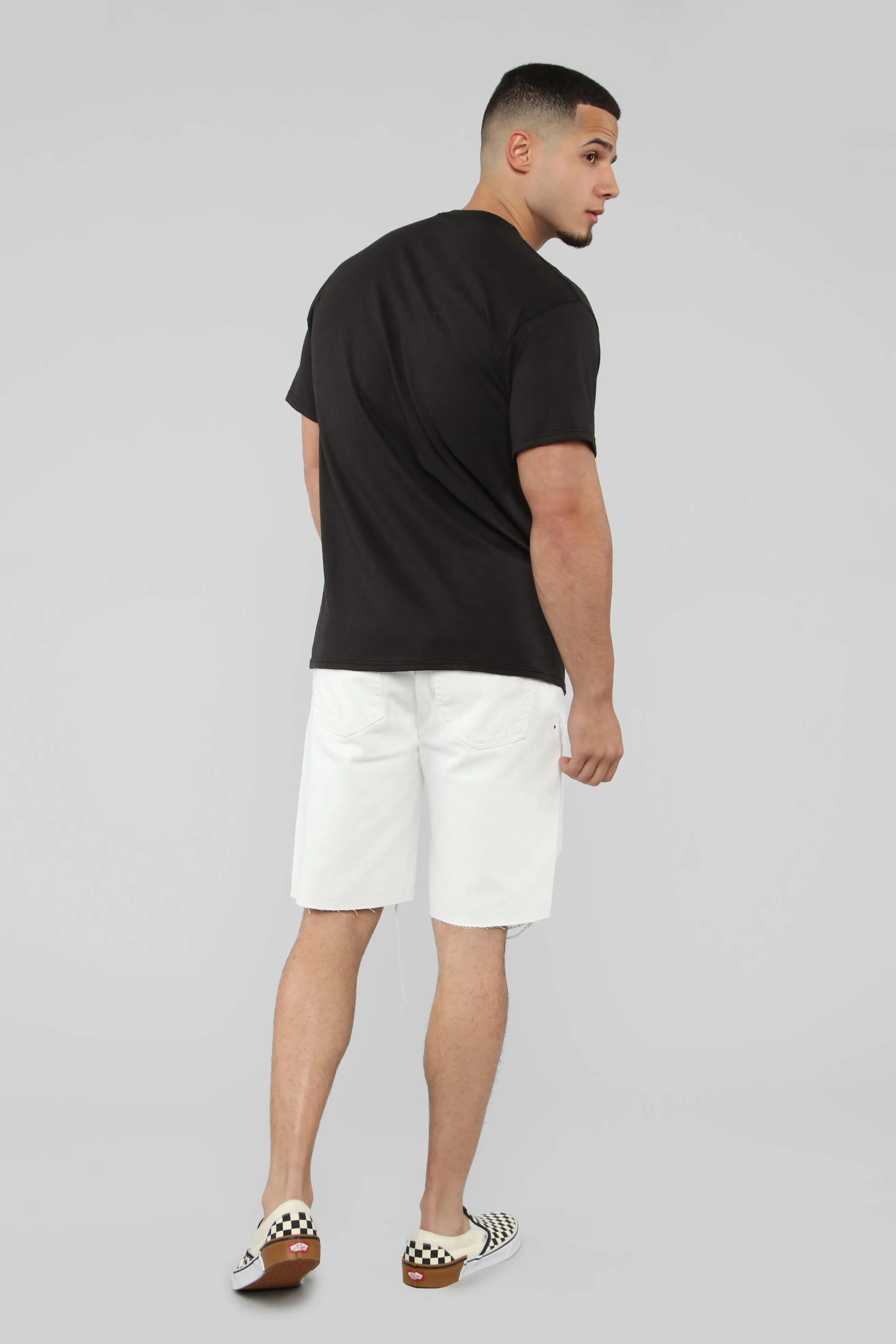 Ace Distressed Cut Off Denim Shorts - White