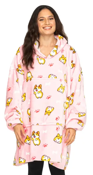 Adult Giant Hoodie Corgilicious Pink