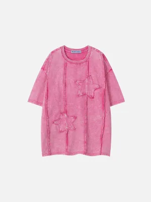 Aelfric Eden T-Shirt mit aufgestickter Stern-Applikation und verwaschenem Design