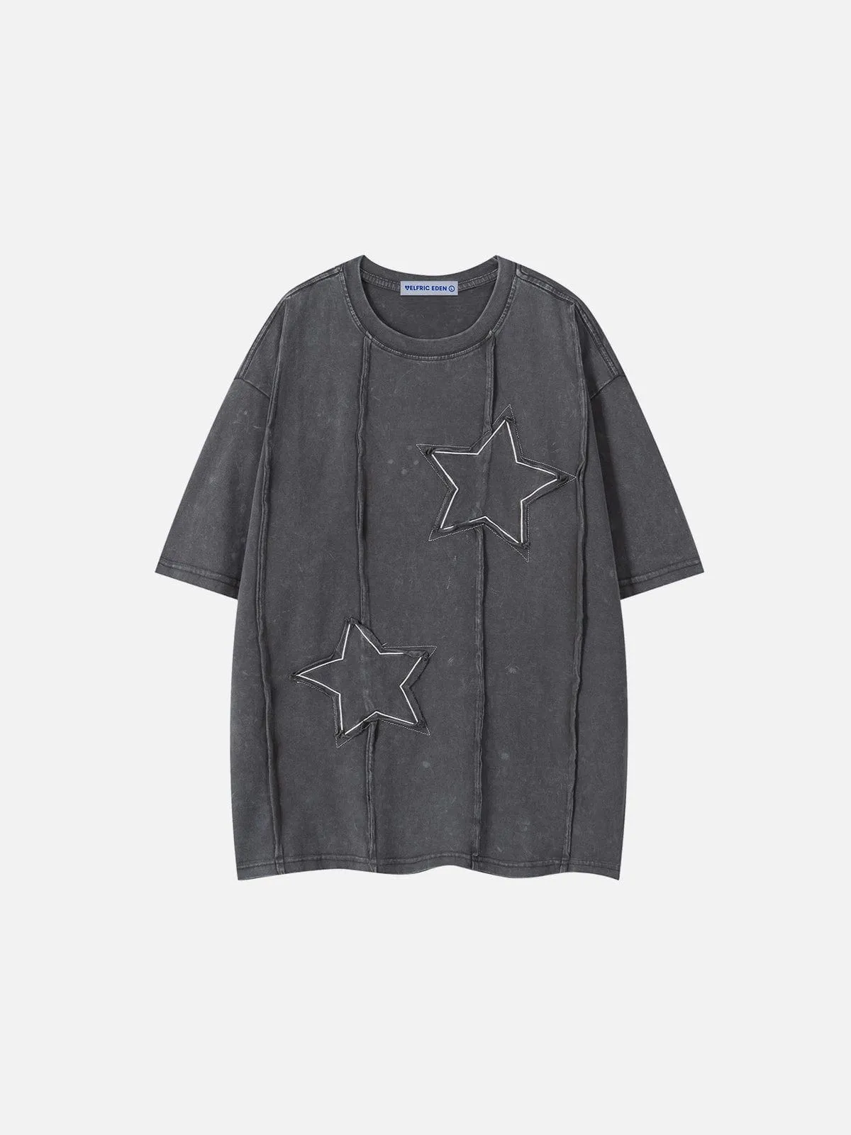 Aelfric Eden T-Shirt mit aufgestickter Stern-Applikation und verwaschenem Design