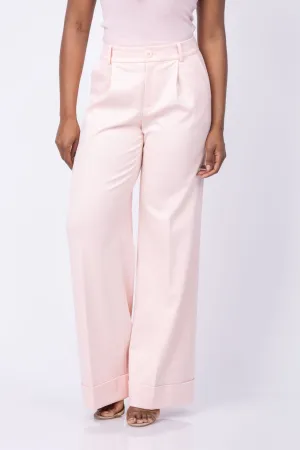 Alice   Olivia Tomasa High Rise Full Length Cuff Pants in Pearl Blush