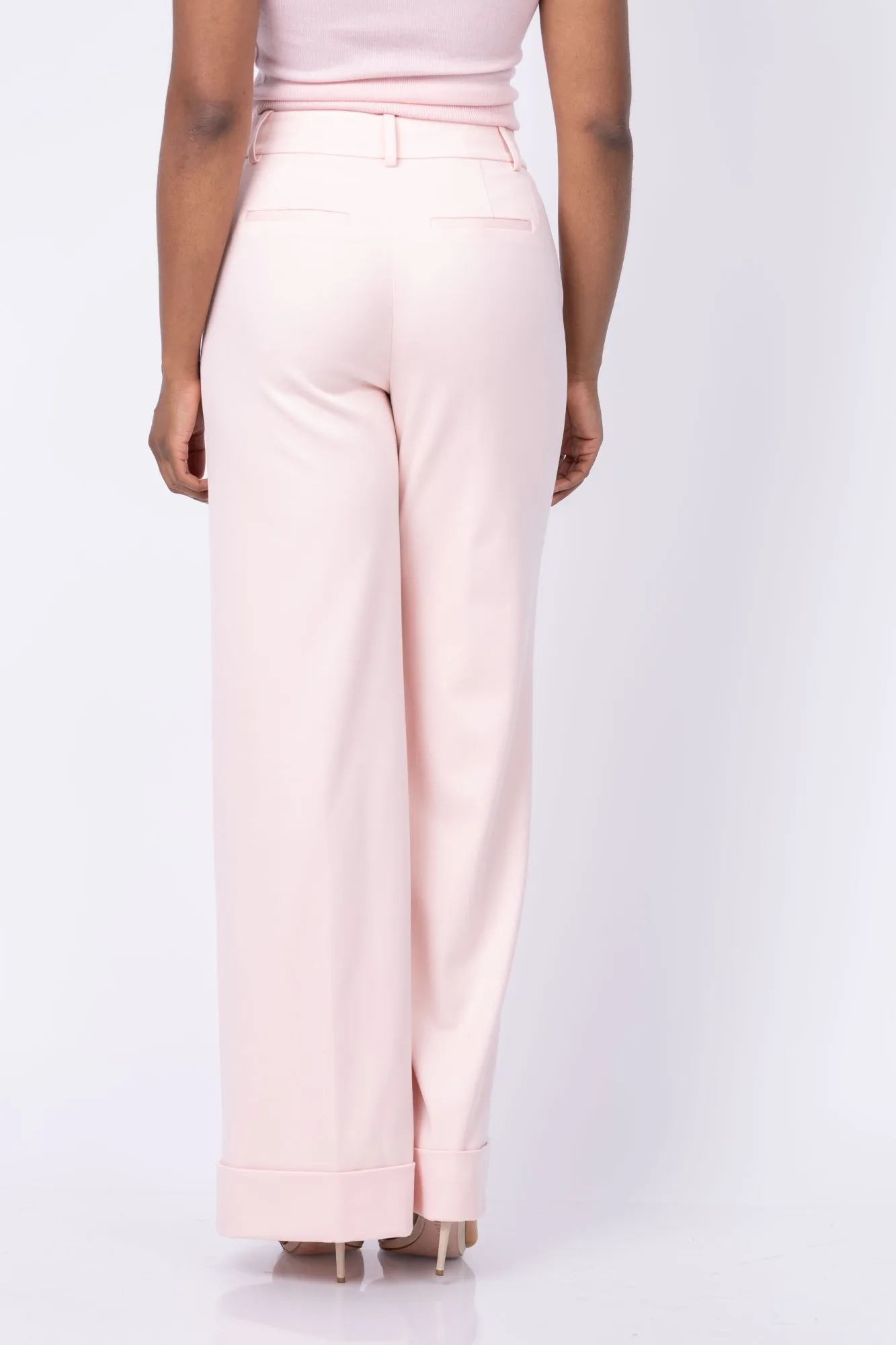 Alice   Olivia Tomasa High Rise Full Length Cuff Pants in Pearl Blush