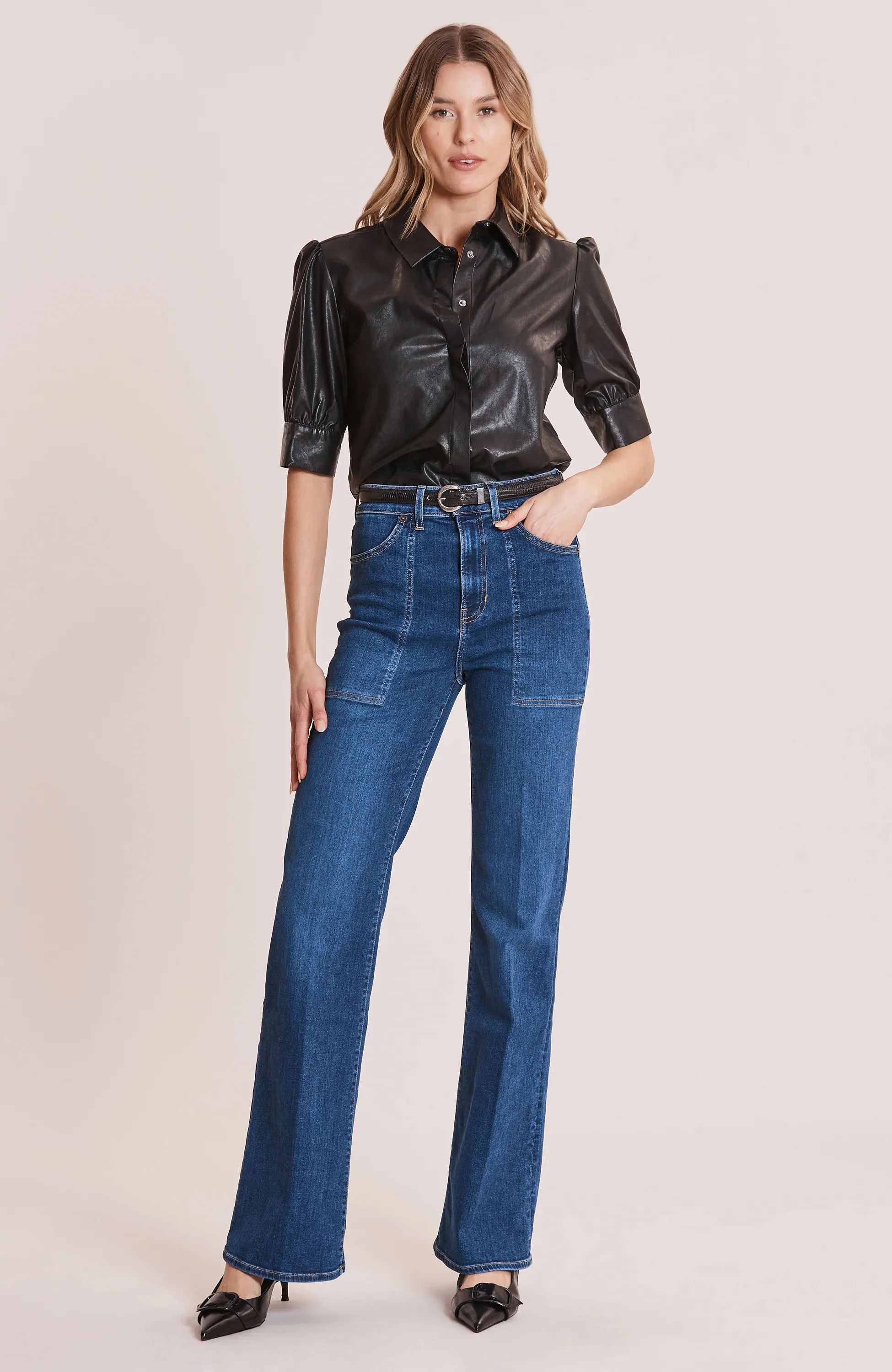 Alice Vegan Leather Shirt - Black