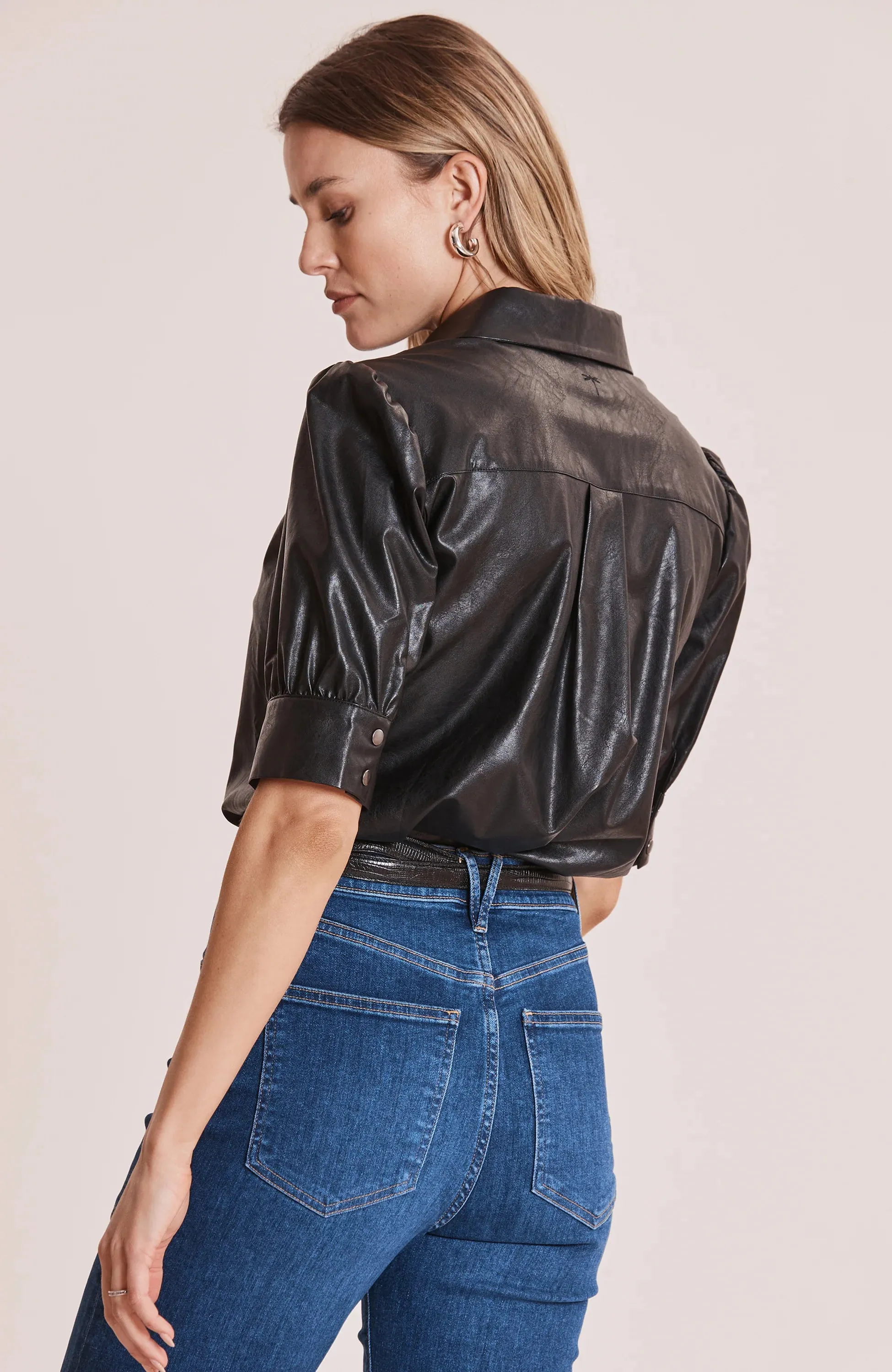 Alice Vegan Leather Shirt - Black