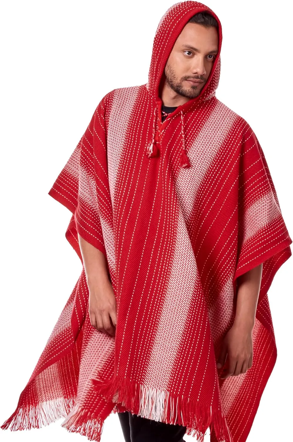 Alpaca Hooded Poncho for Men - Warm and soft wool cloak Cape -Comfortable House Coat