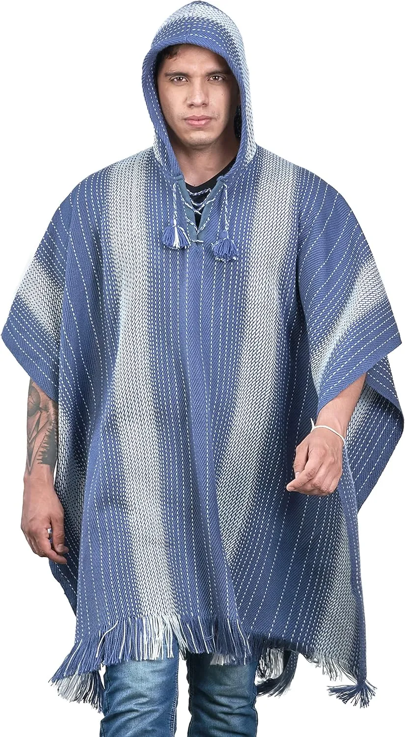 Alpaca Hooded Poncho for Men - Warm and soft wool cloak Cape -Comfortable House Coat