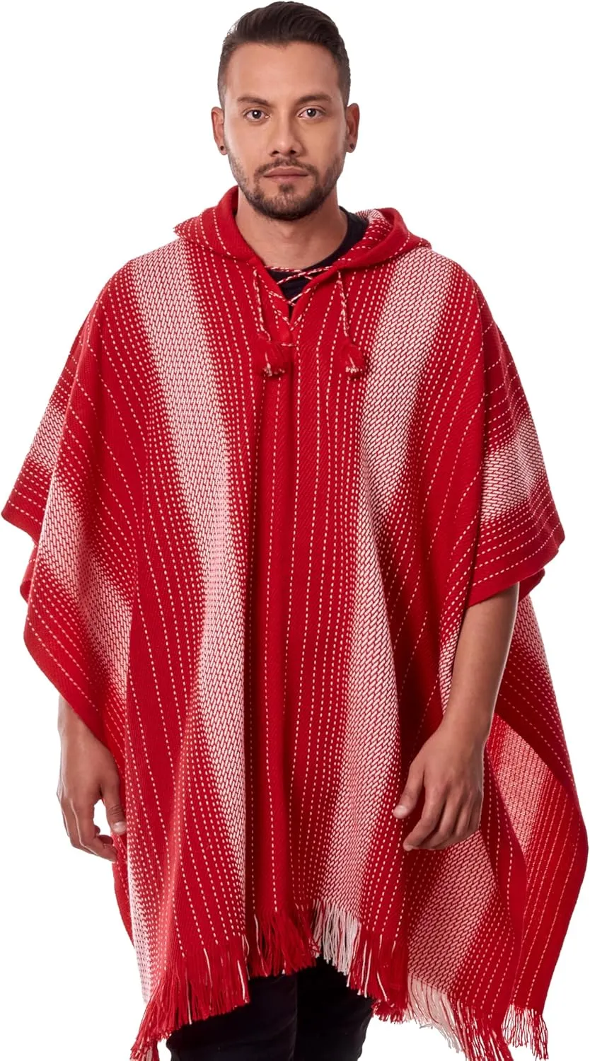 Alpaca Hooded Poncho for Men - Warm and soft wool cloak Cape -Comfortable House Coat