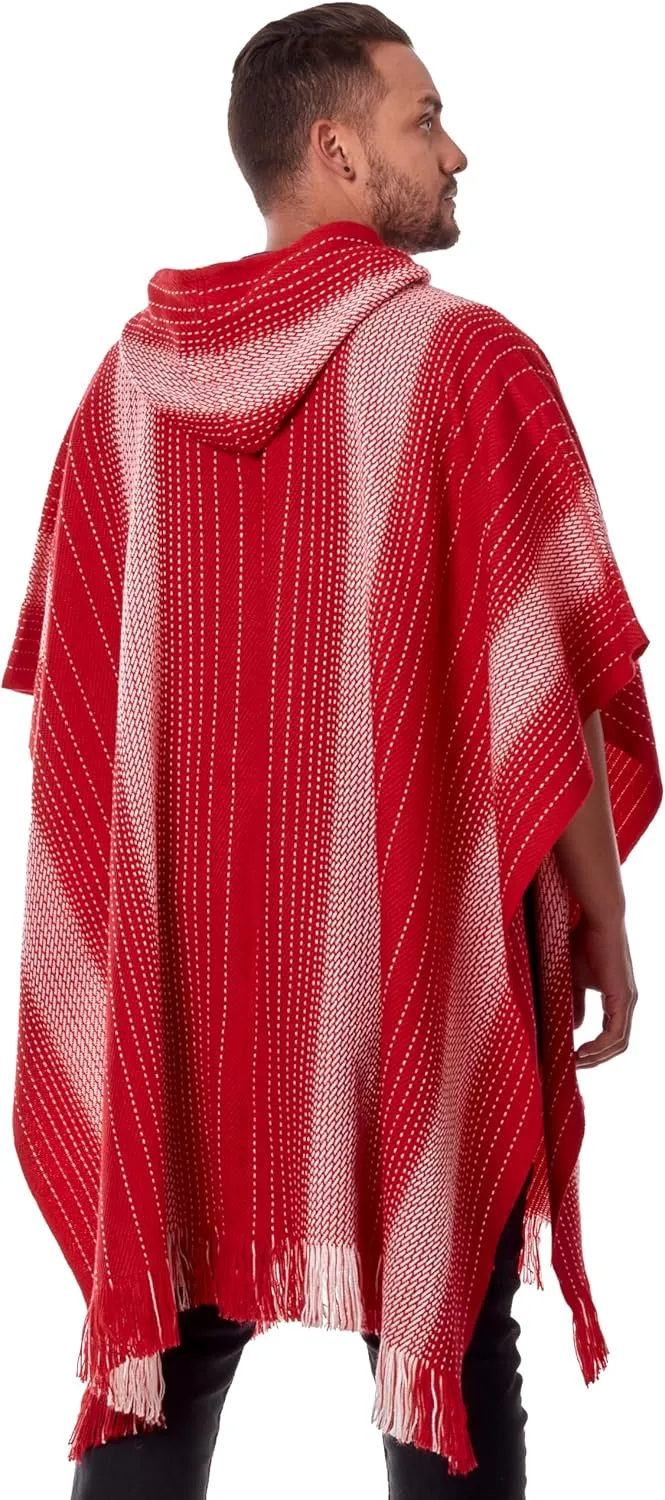 Alpaca Hooded Poncho for Men - Warm and soft wool cloak Cape -Comfortable House Coat