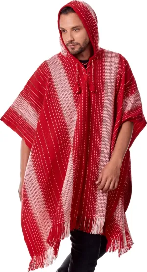 Alpaca Hooded Poncho for Men - Warm and soft wool cloak Cape -Comfortable House Coat