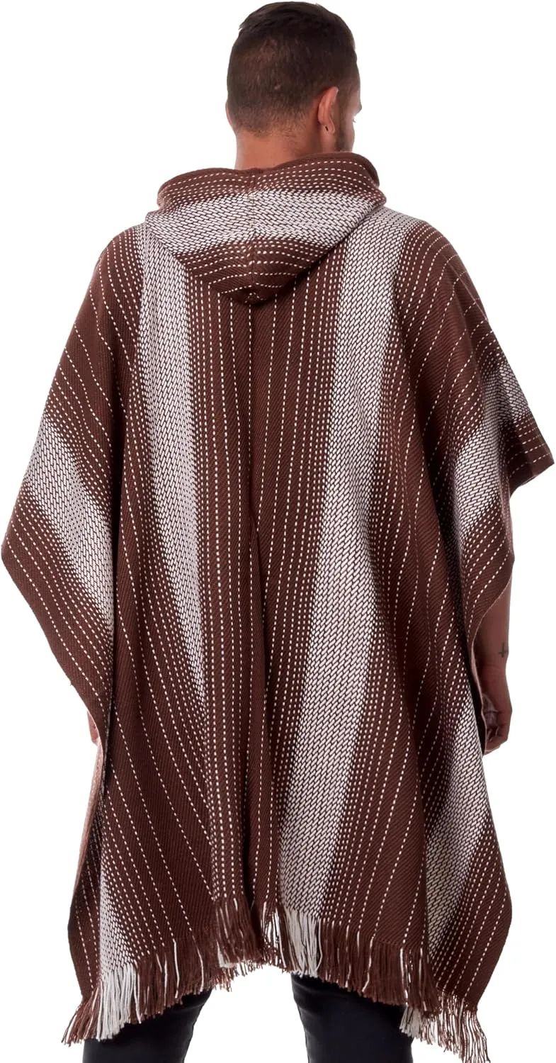 Alpaca Hooded Poncho for Men - Warm and soft wool cloak Cape -Comfortable House Coat