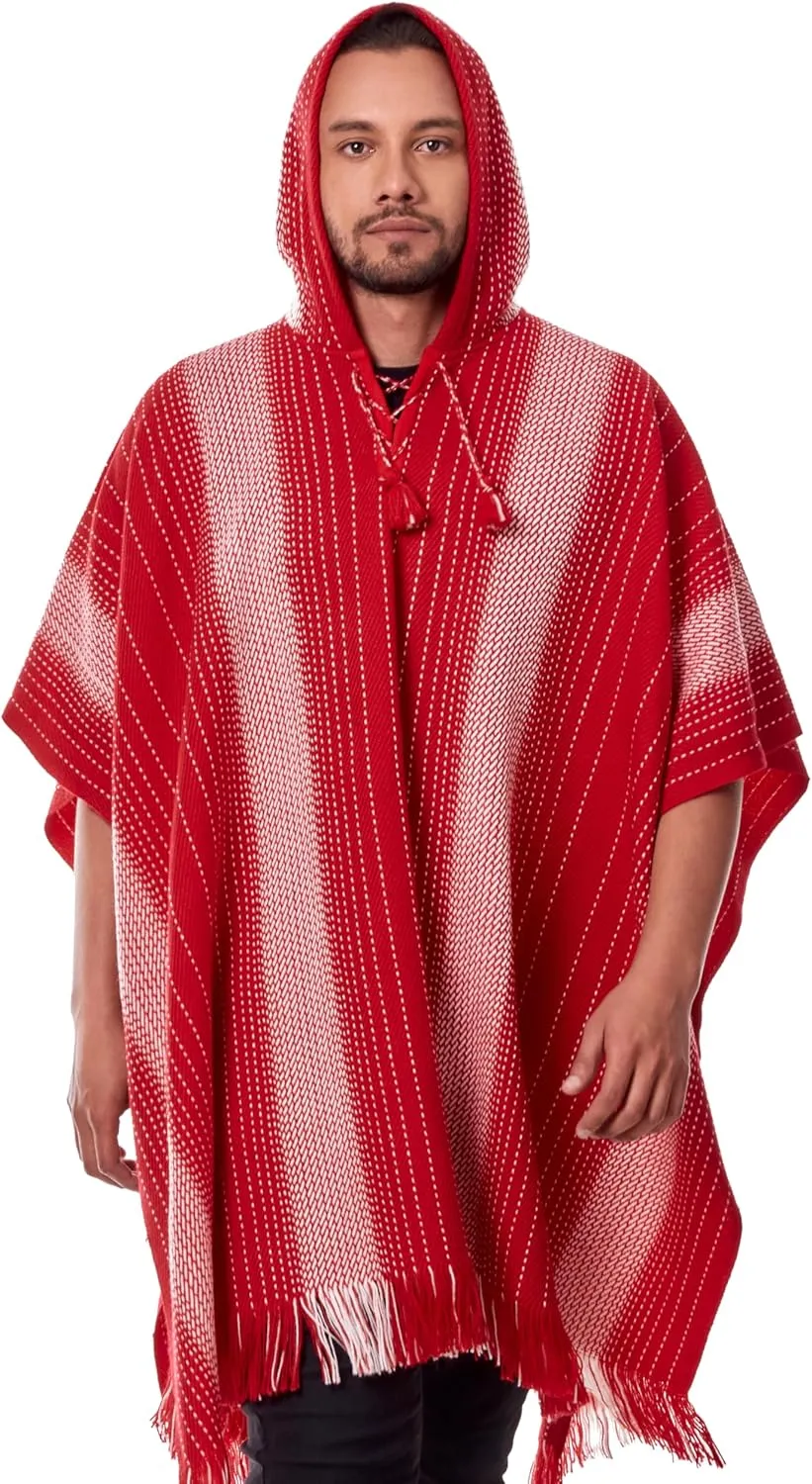 Alpaca Hooded Poncho for Men - Warm and soft wool cloak Cape -Comfortable House Coat