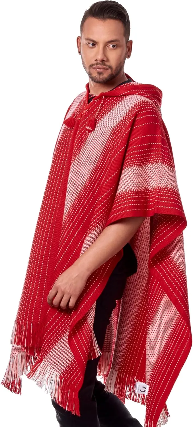 Alpaca Hooded Poncho for Men - Warm and soft wool cloak Cape -Comfortable House Coat