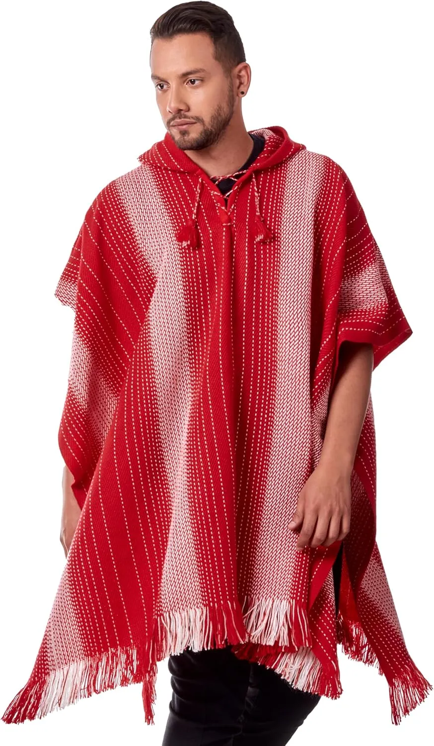 Alpaca Hooded Poncho for Men - Warm and soft wool cloak Cape -Comfortable House Coat