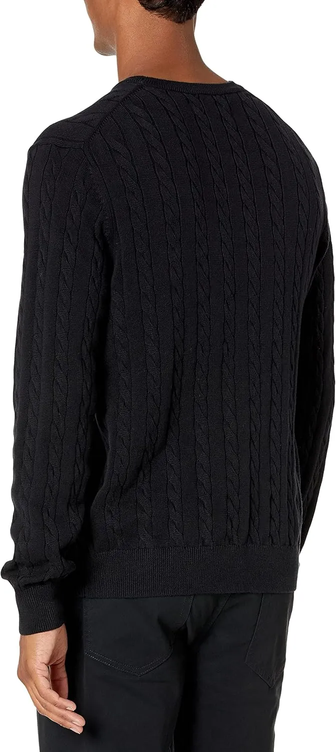 Amazon Essentials Men's Crewneck Cable Cotton Sweater