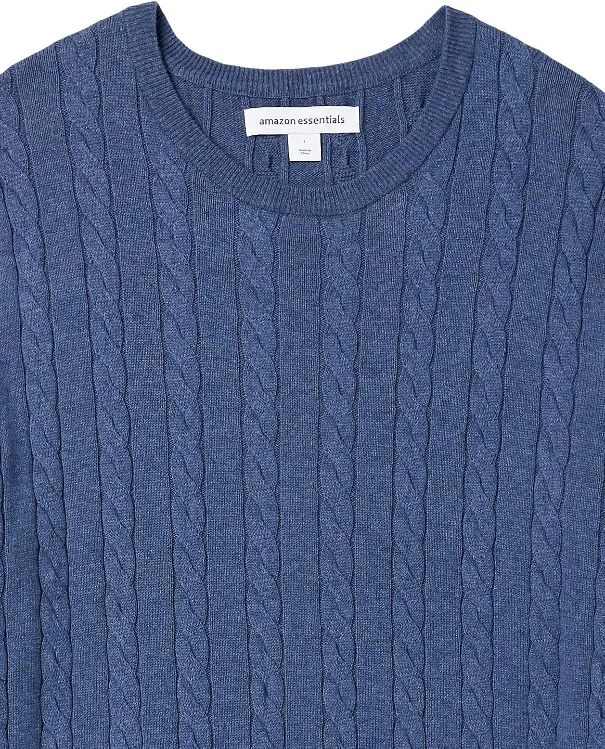 Amazon Essentials Men's Crewneck Cable Cotton Sweater