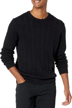Amazon Essentials Men's Crewneck Cable Cotton Sweater