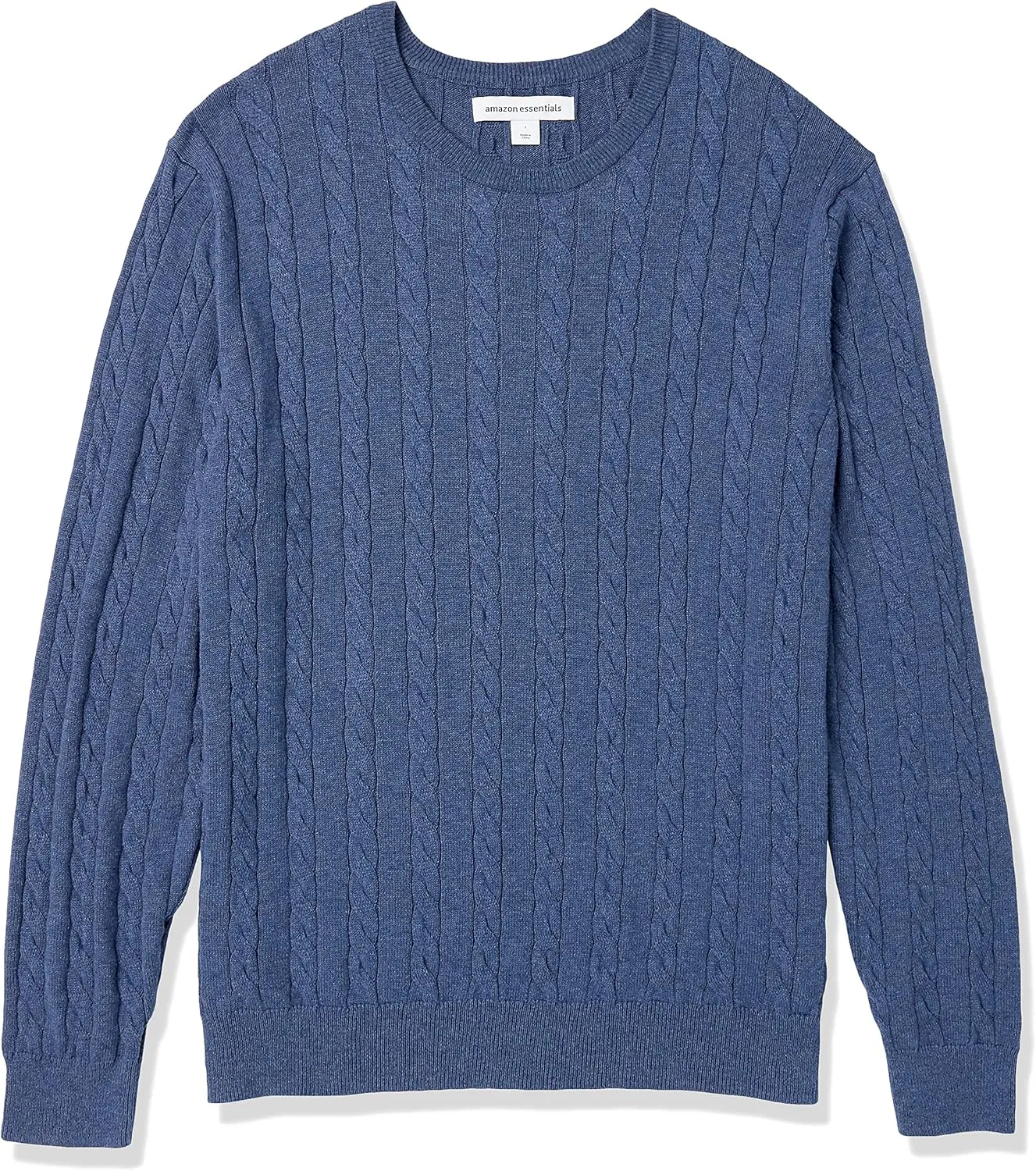 Amazon Essentials Men's Crewneck Cable Cotton Sweater
