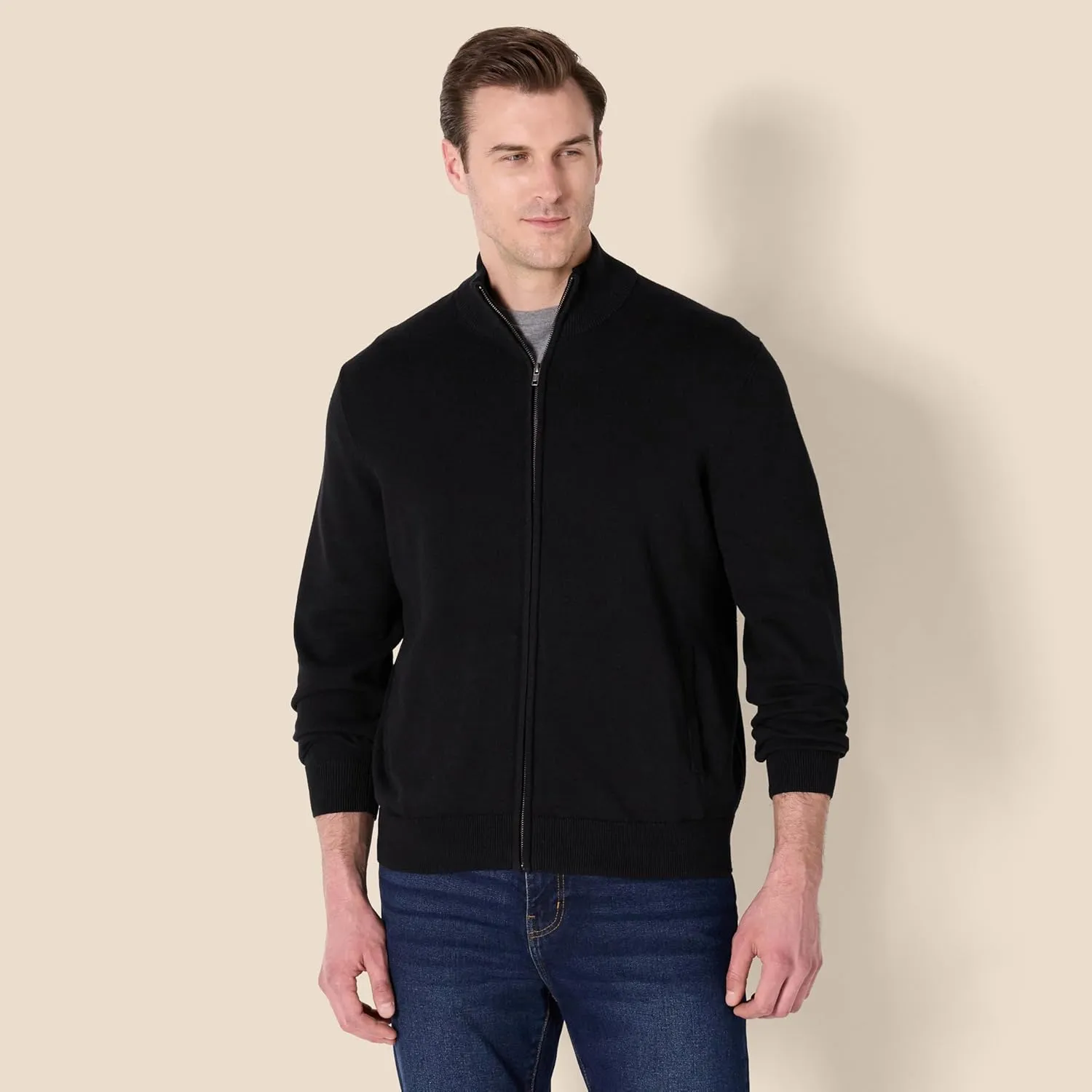 Amazon Essentials Men's Full-Zip Cotton Sweater