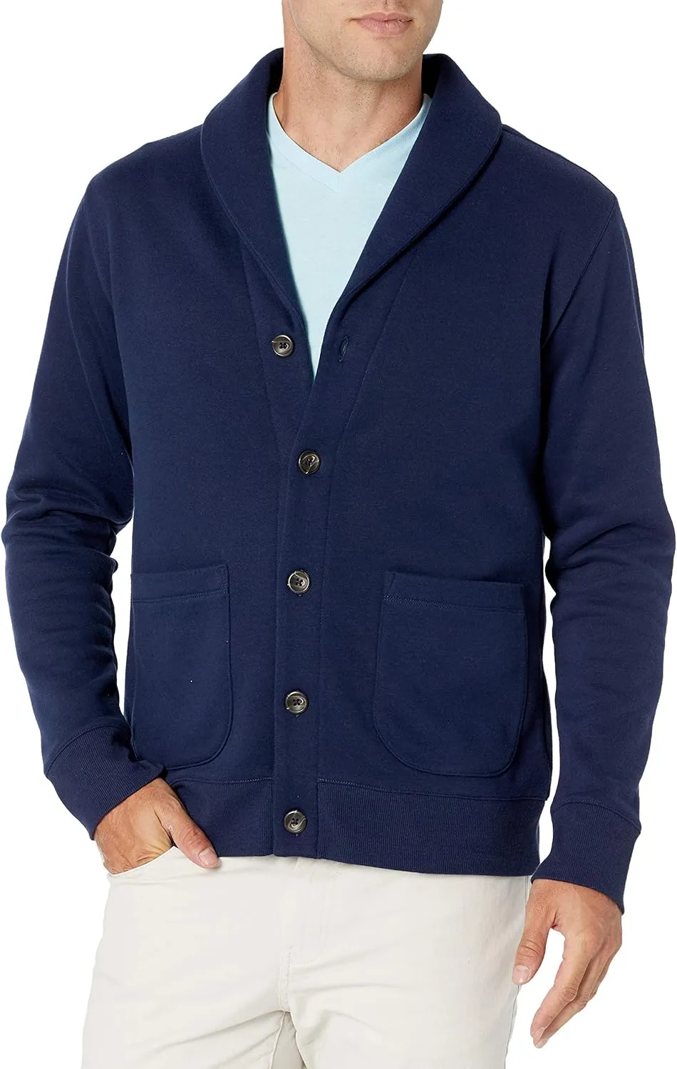 Amazon Essentials Men's Long-Sleeve Fleece Shawl-Collar Cardigan