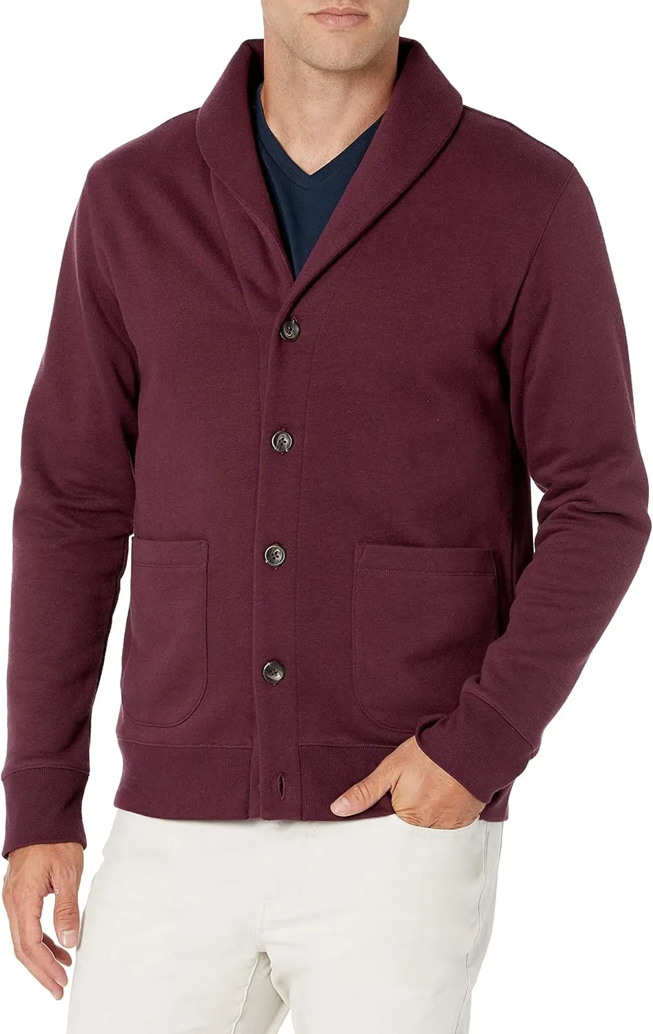 Amazon Essentials Men's Long-Sleeve Fleece Shawl-Collar Cardigan